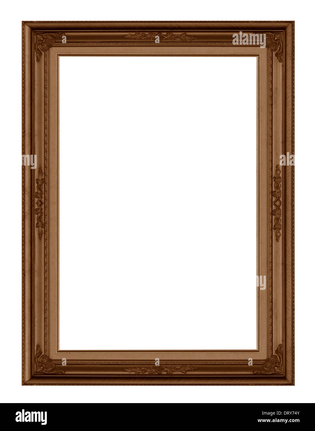 Old antique black picture frame wall, wallpaper, decorative objects isolated white background