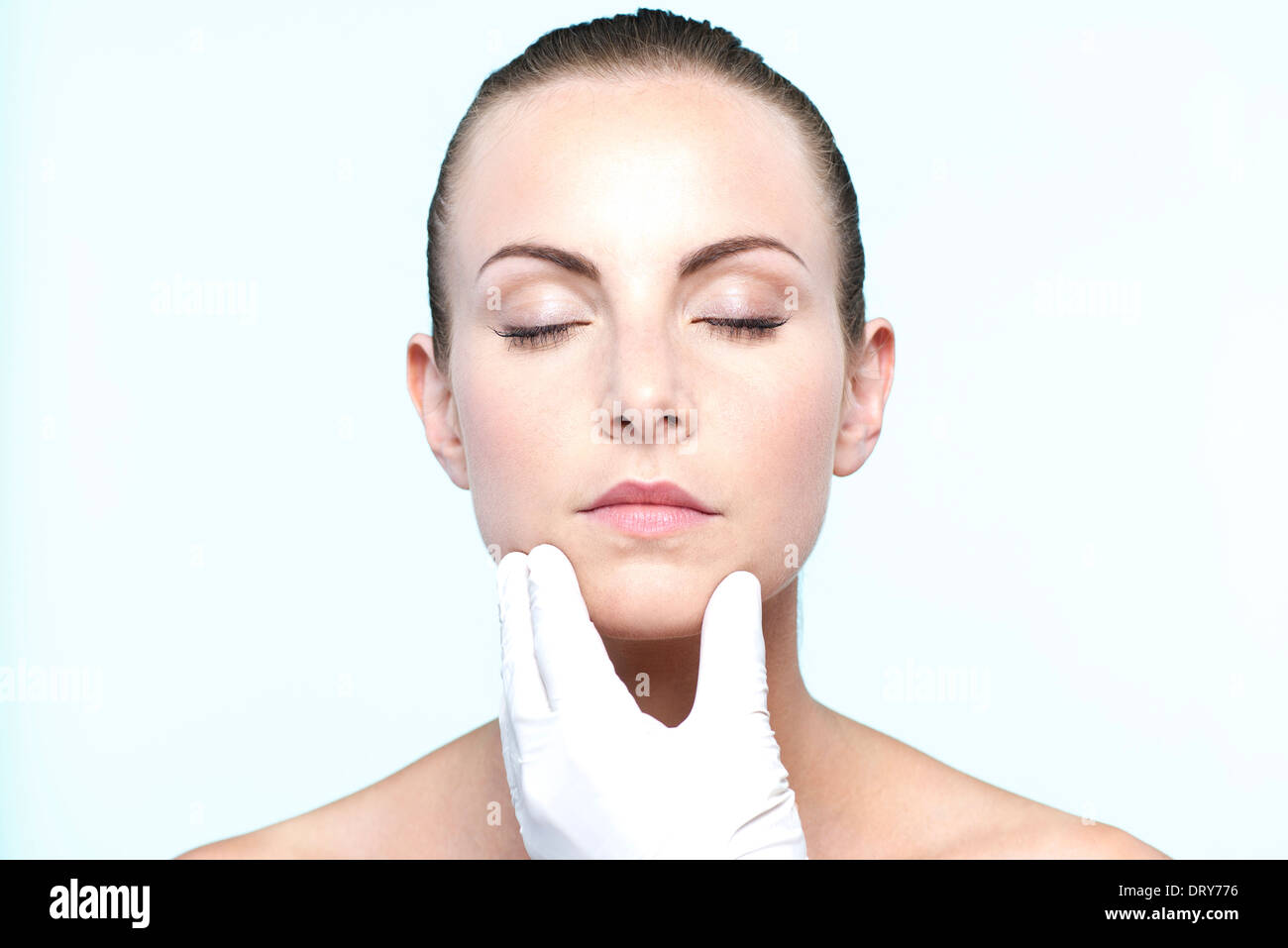 Woman receiving collagen injection Stock Photo