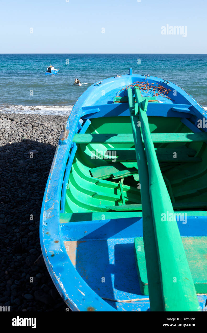 Fishing boats at the seaside village of Pozo Negro, Fuerteventura, Canary Islands, Spain Stock Photo