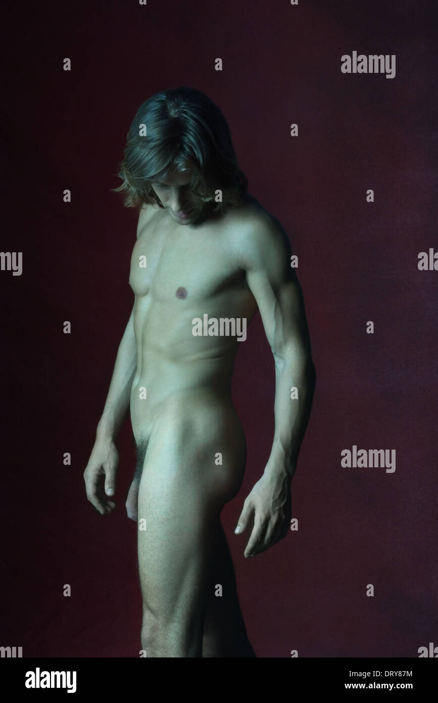 Nude man, three quarter length Stock Photo