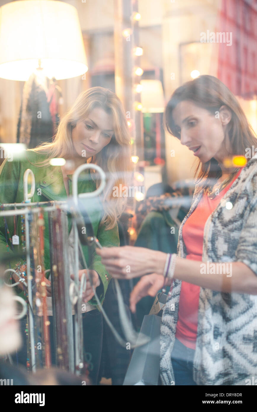 Women shopping in clothing retail store Stock Photo
