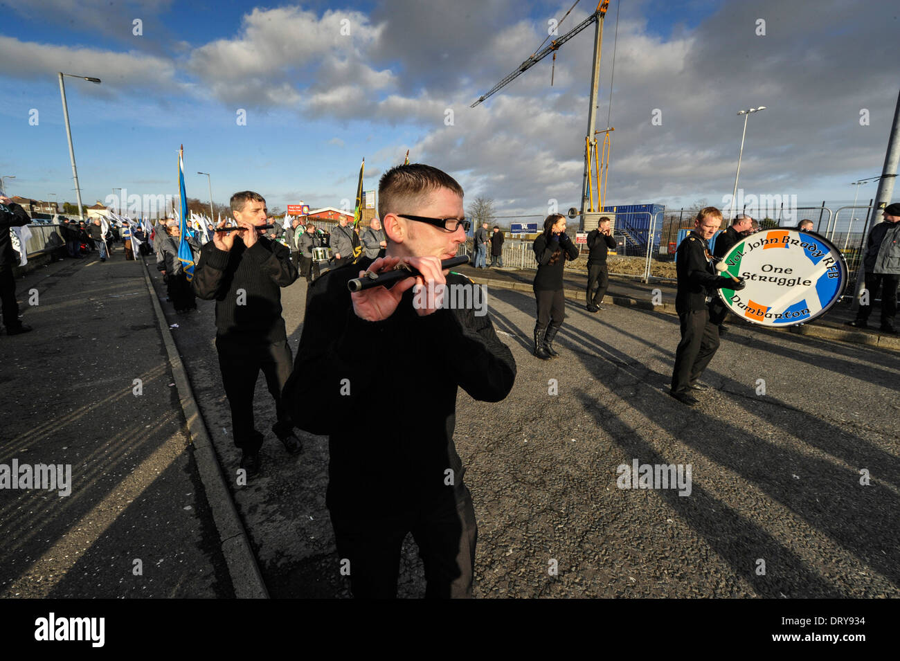 Members of a Republican Flute Band playing at the 42nd anniversary Bloody Sunday march in Derry, Northern Ireland. Stock Photo