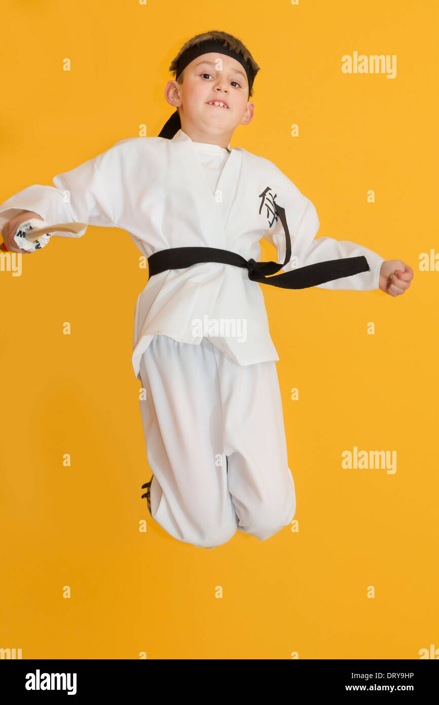 Little boy as a karate fighter Stock Photo