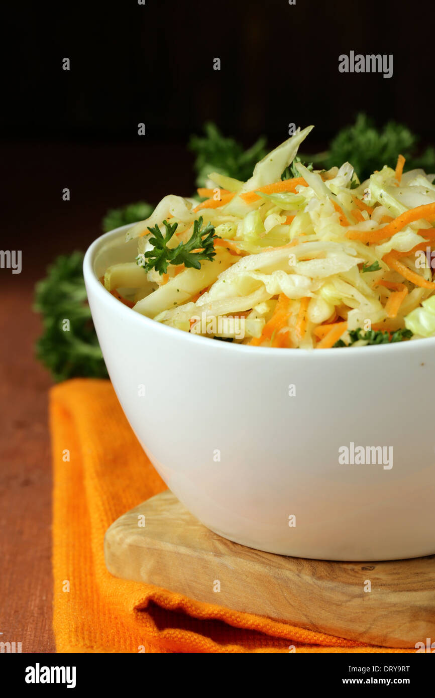 Traditional coleslaw (cabbage salad, carrot and mayonnaise Stock Photo