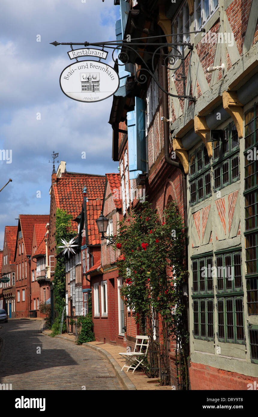 Old houses in Lauenburg, Elbe cycle route, Schleswig Holstein, Germany, Europe Stock Photo