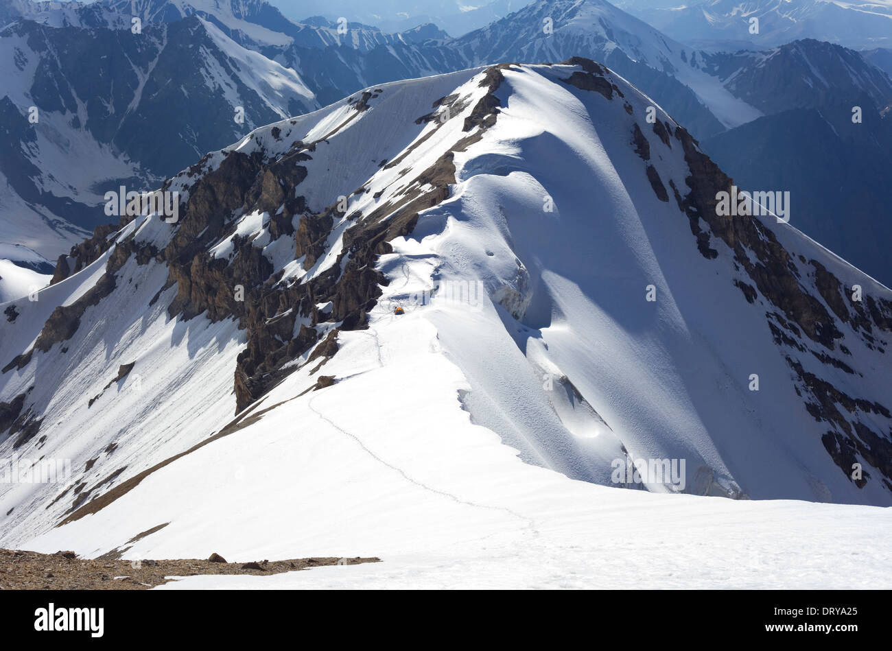 The pass at 5000 meters, Alay mountains, Pamirs, Kyrgyzstan Stock Photo