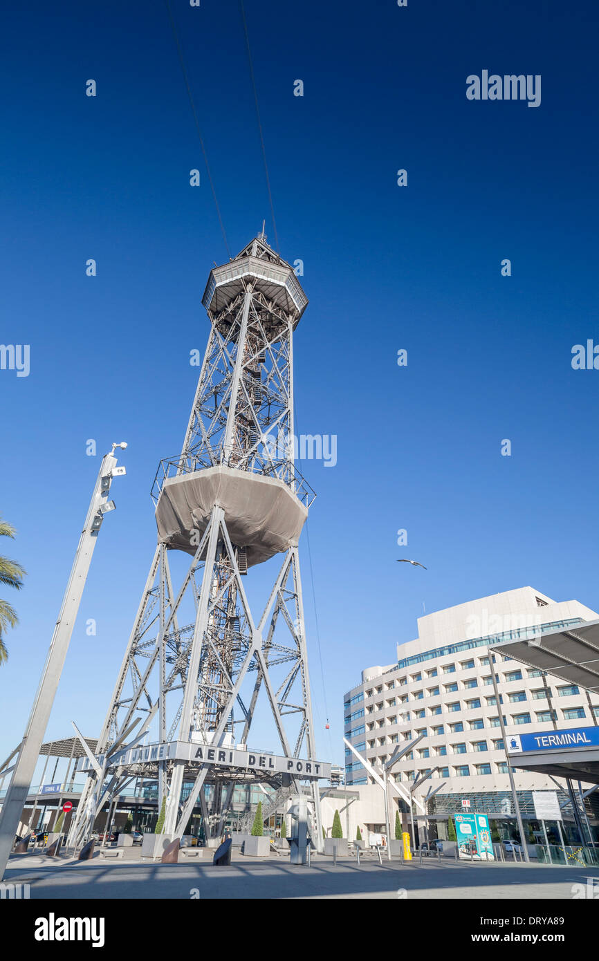 Port Vell Aerial Tramway, Barcelona. Stock Photo