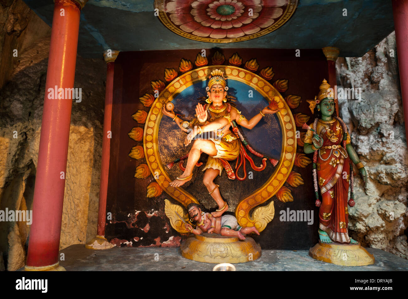 Hindu shrine inside Batu caves, Malaysia Stock Photo