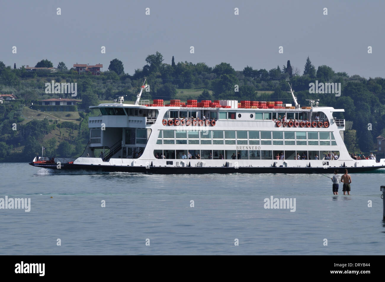 The car ferry Brennero, one of the largest ferries in the fleet, approaches  Gardone Riviera on Lake Garda Stock Photo - Alamy