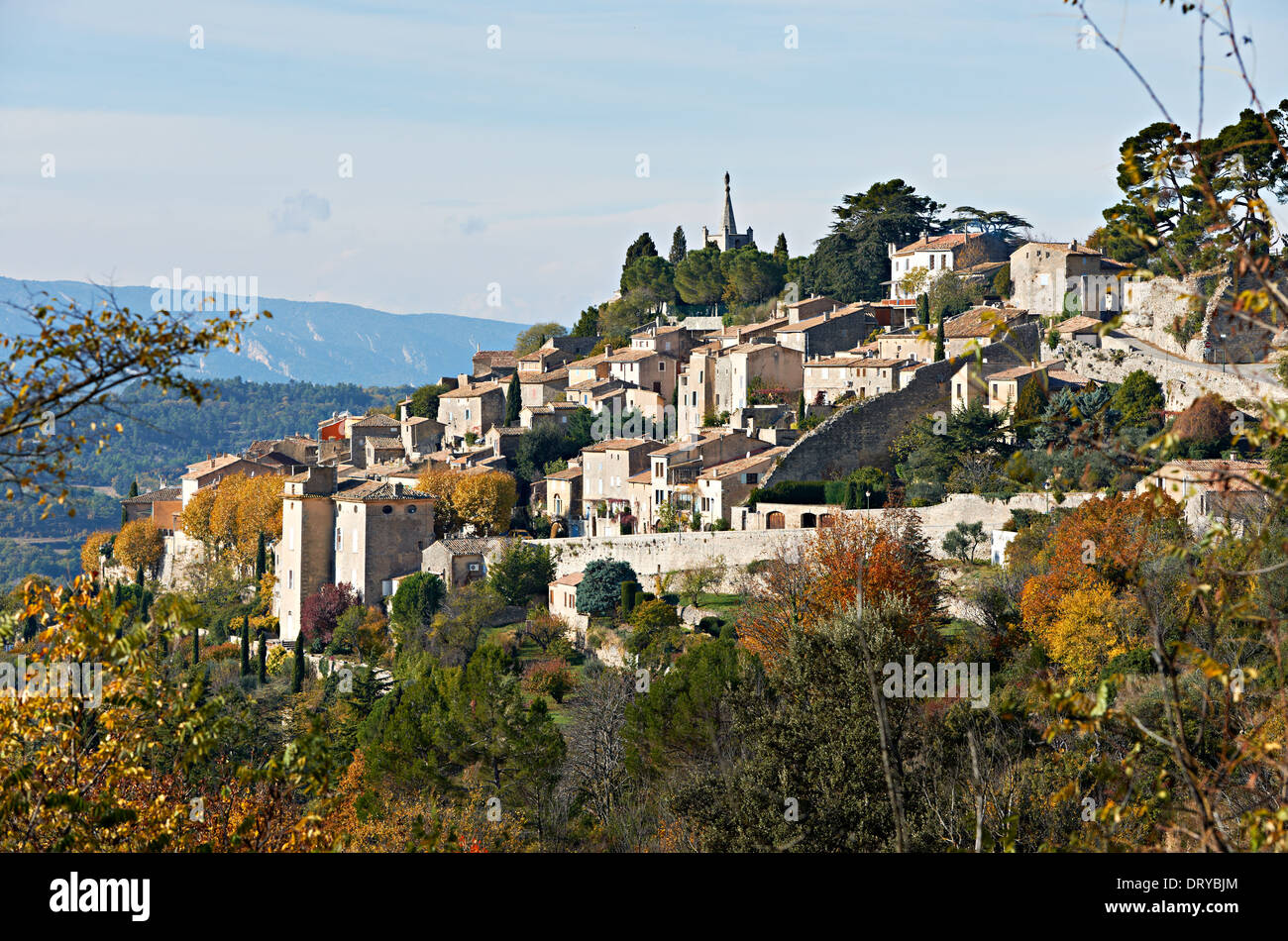 Village Bonnieux in autumn season, typical Provence rural scene from South France, Luberon region Stock Photo