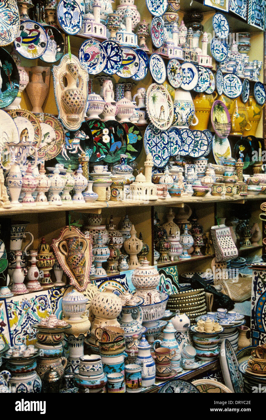 Ceramics, Nabeul, Tunisia. Souvenir Shop, Pottery and Ceramics Stock