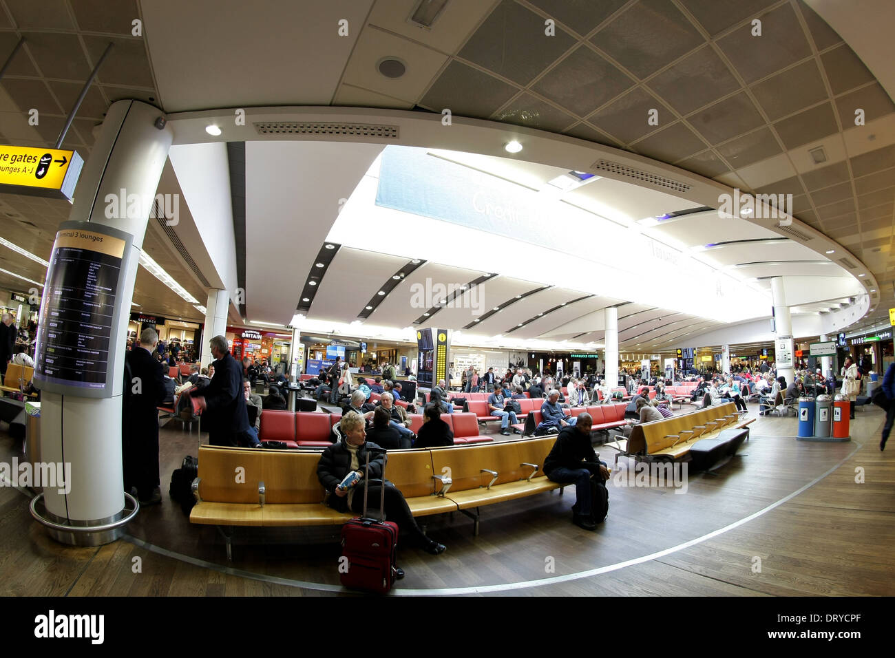 A view of the departure area in Terminal 3 at London Heathrow Airport Stock Photo