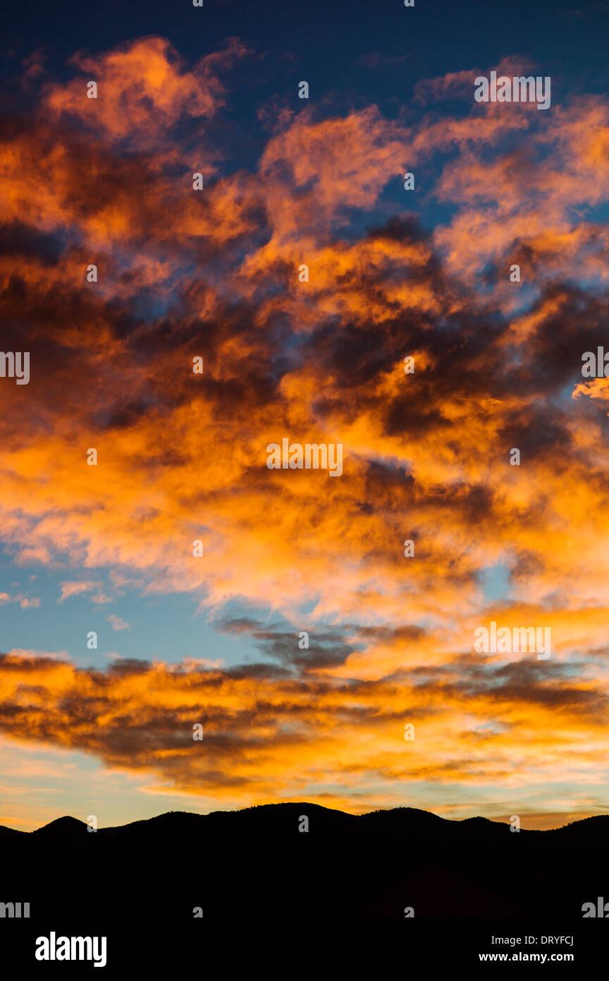 Dramatic pink and orange clouds at sunset, Salida, Colorado, USA Stock Photo