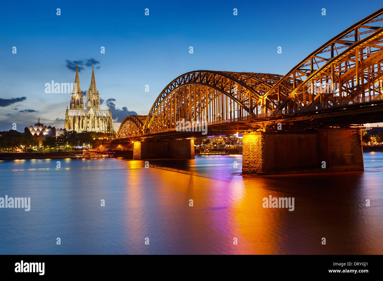 Cologne Cathedral and Hohenzollern Bridge, Germany Stock Photo