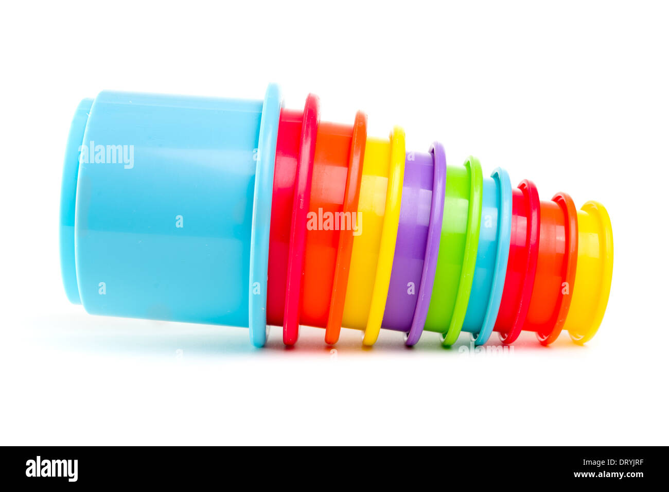 Multicolored Small Buckets On White Background Stock Photo 1146883430