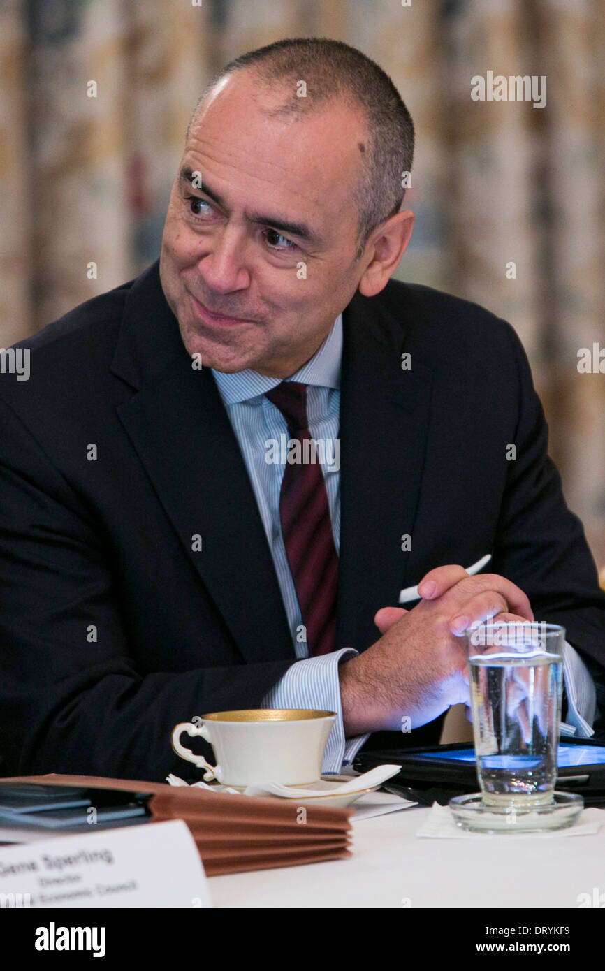 Joe Echevarria, CEO, Deloitte LLP, attends a meeting with other CEO's with President Barack Obama at the White House.  Stock Photo