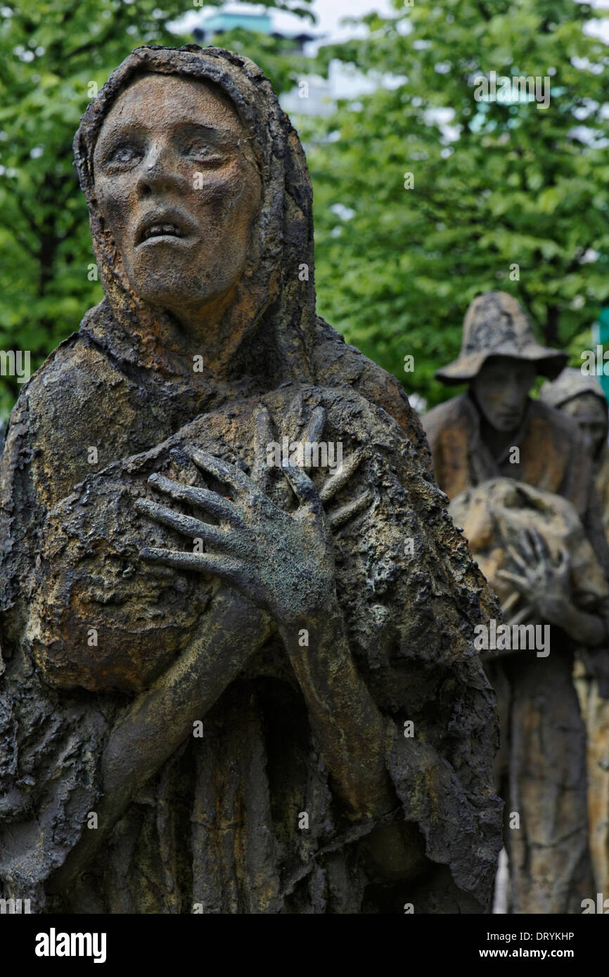 The famine memorial statues in Dublin Docklands, Ireland Stock Photo