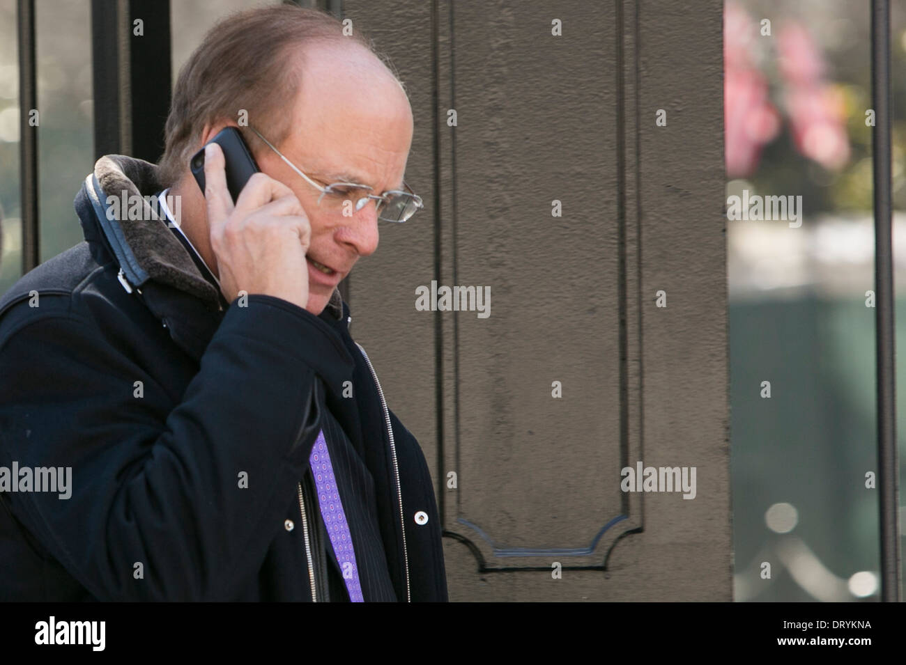 Laurence 'Larry' D. Fink, CEO of BlackRock departs the White House following a meeting with President Barack Obama. Stock Photo