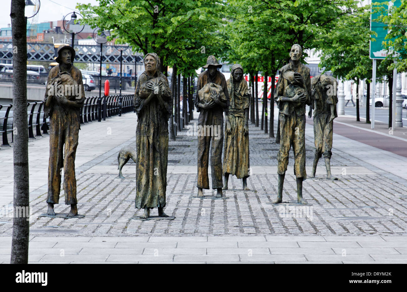 The famine memorial statues in Dublin Docklands, Ireland Stock Photo