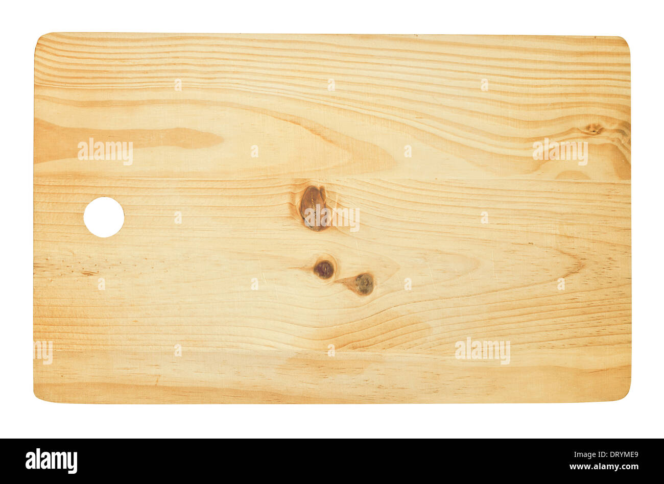 Wooden chopping board isolated against a white background Stock Photo