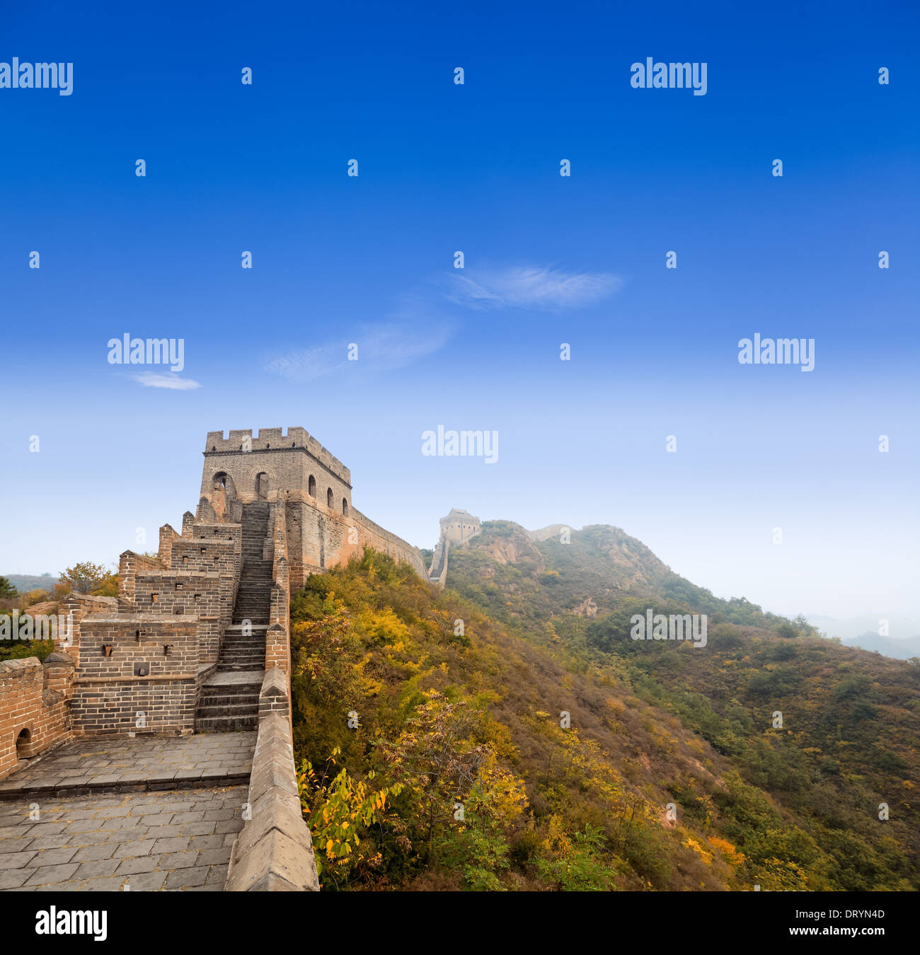 the great wall of china under the blue sky Stock Photo