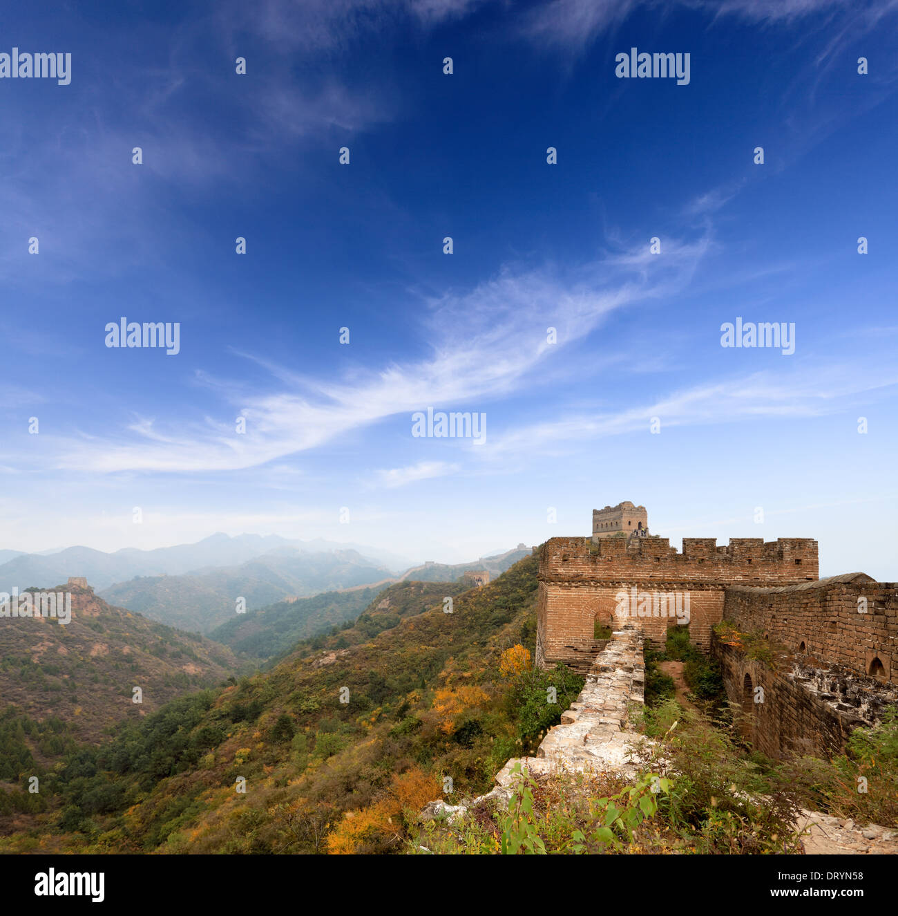 the great wall of china in autumn Stock Photo