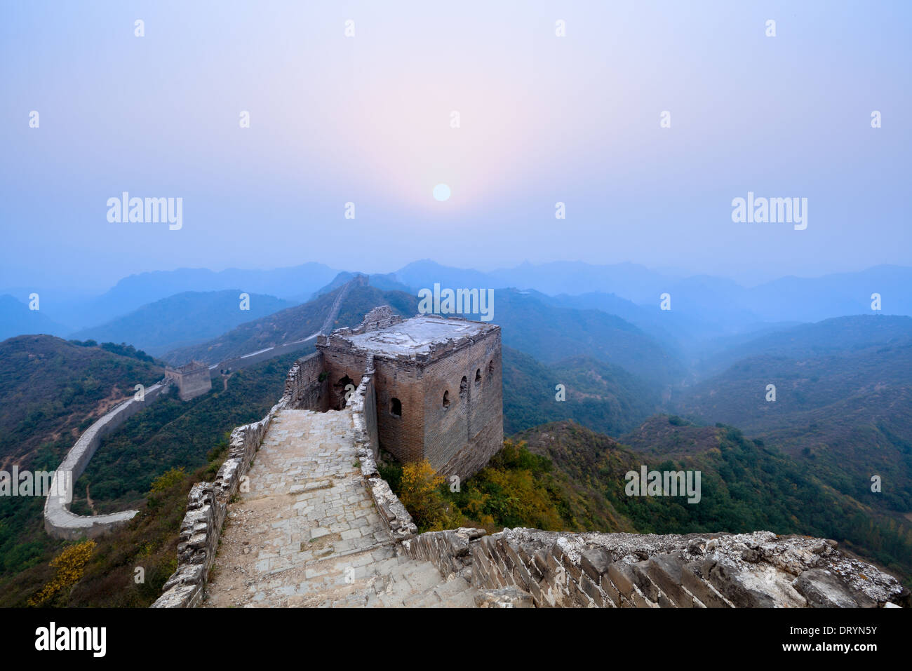 the great wall in sunrise Stock Photo