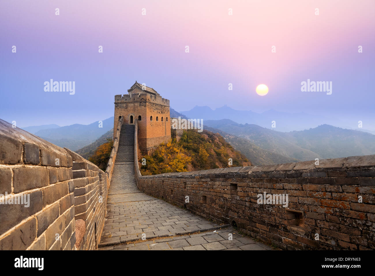 the great wall at sunrise Stock Photo