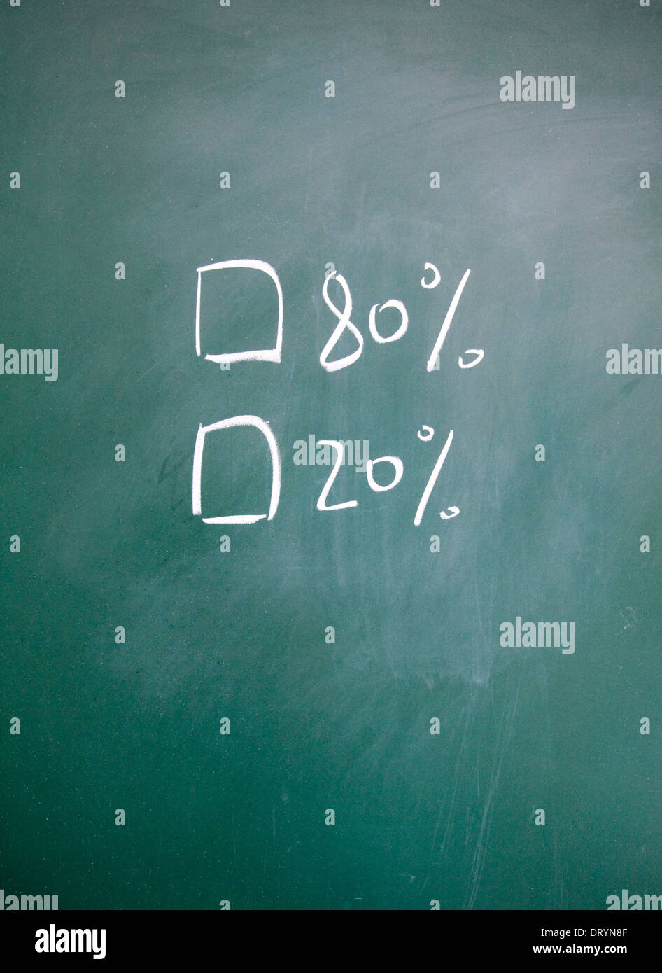 Most and less choice on blackboard Stock Photo
