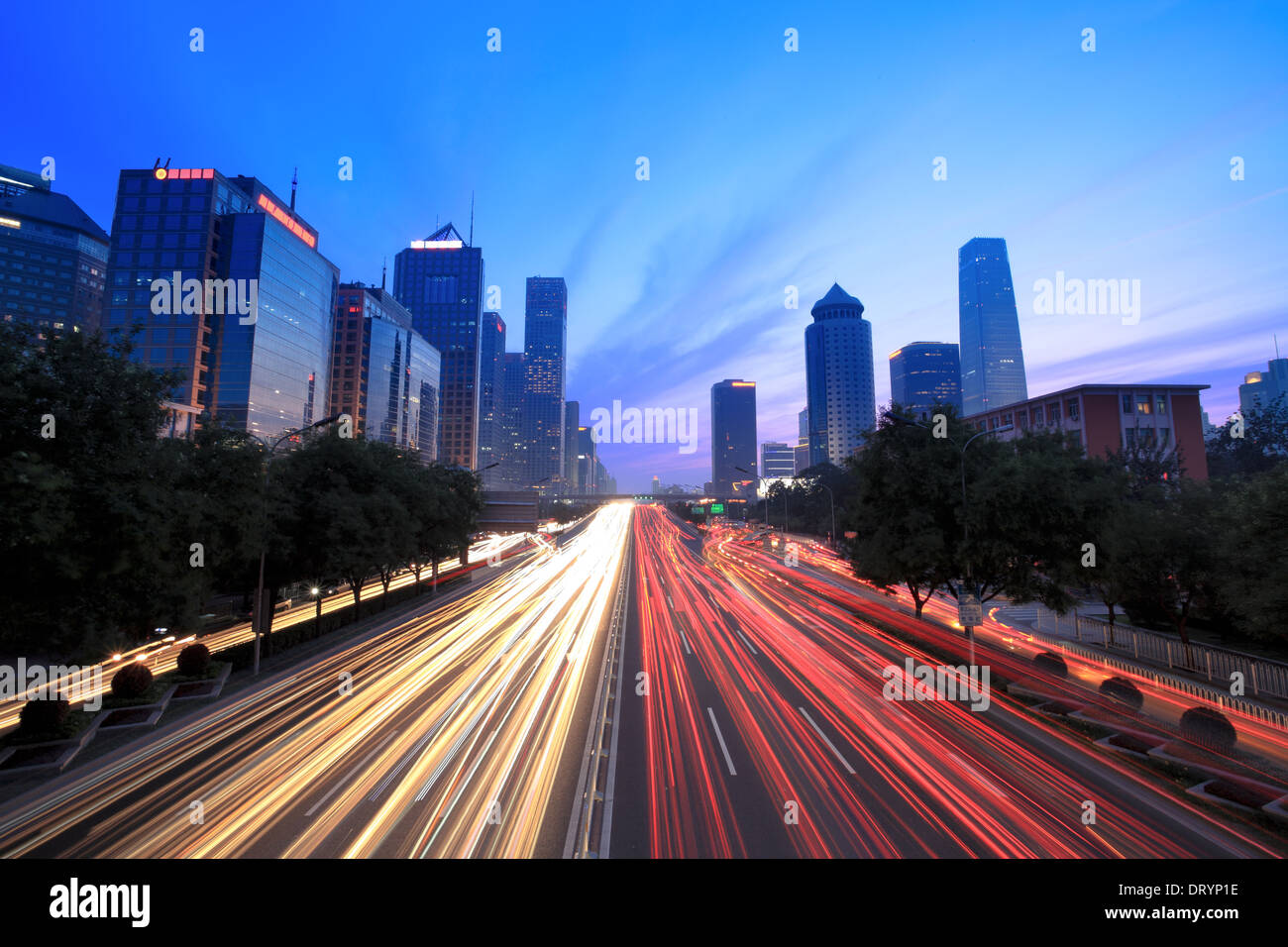 traffic at dusk Stock Photo - Alamy