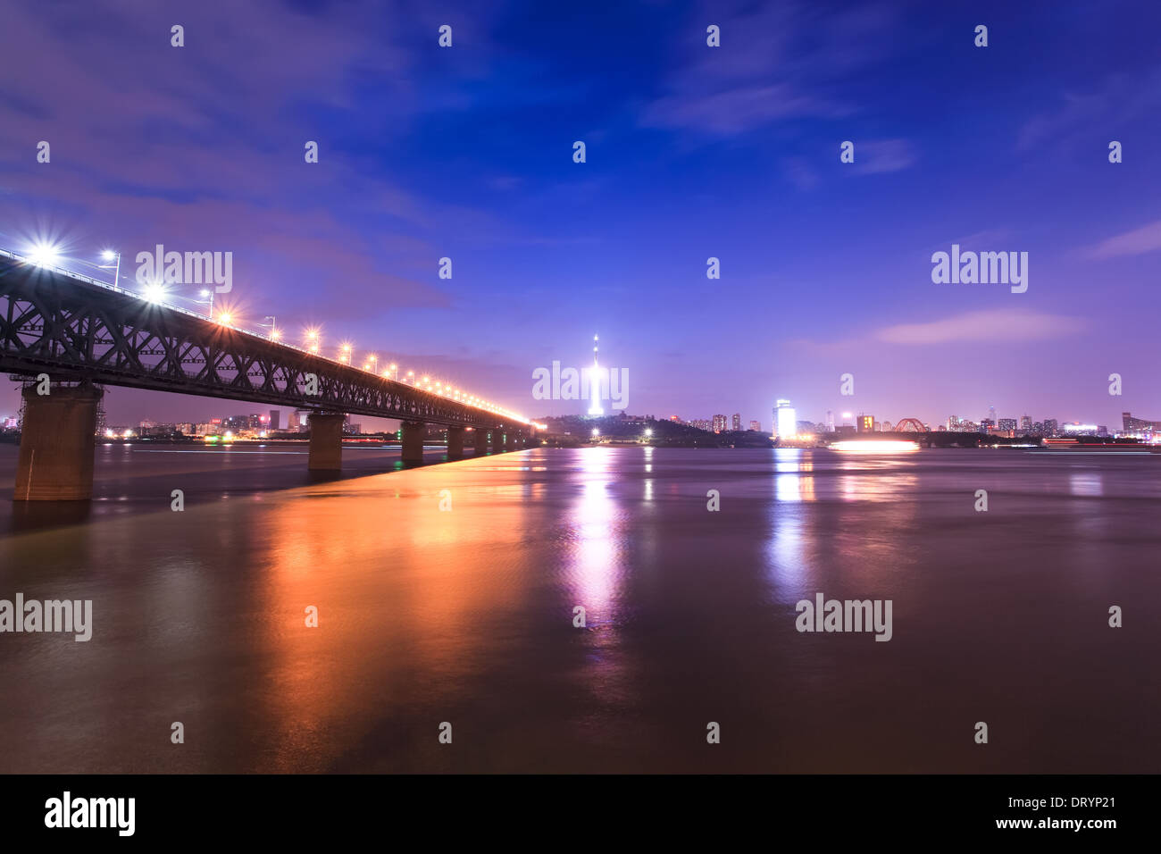 wuhan, China at night Stock Photo