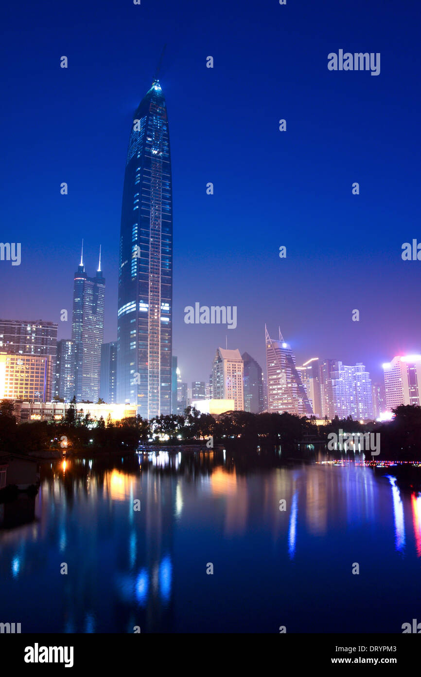 shenzhen skyline at night Stock Photo