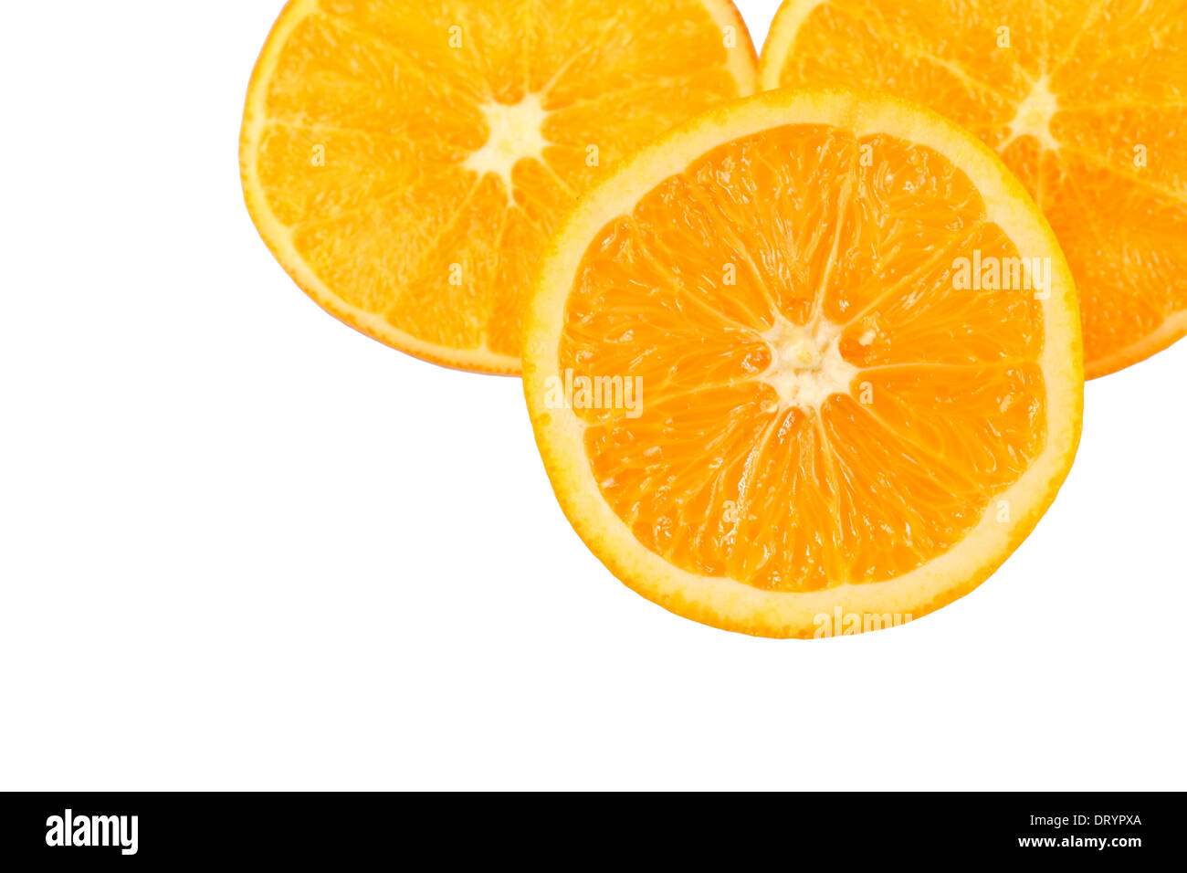 three fresh orange slices Stock Photo