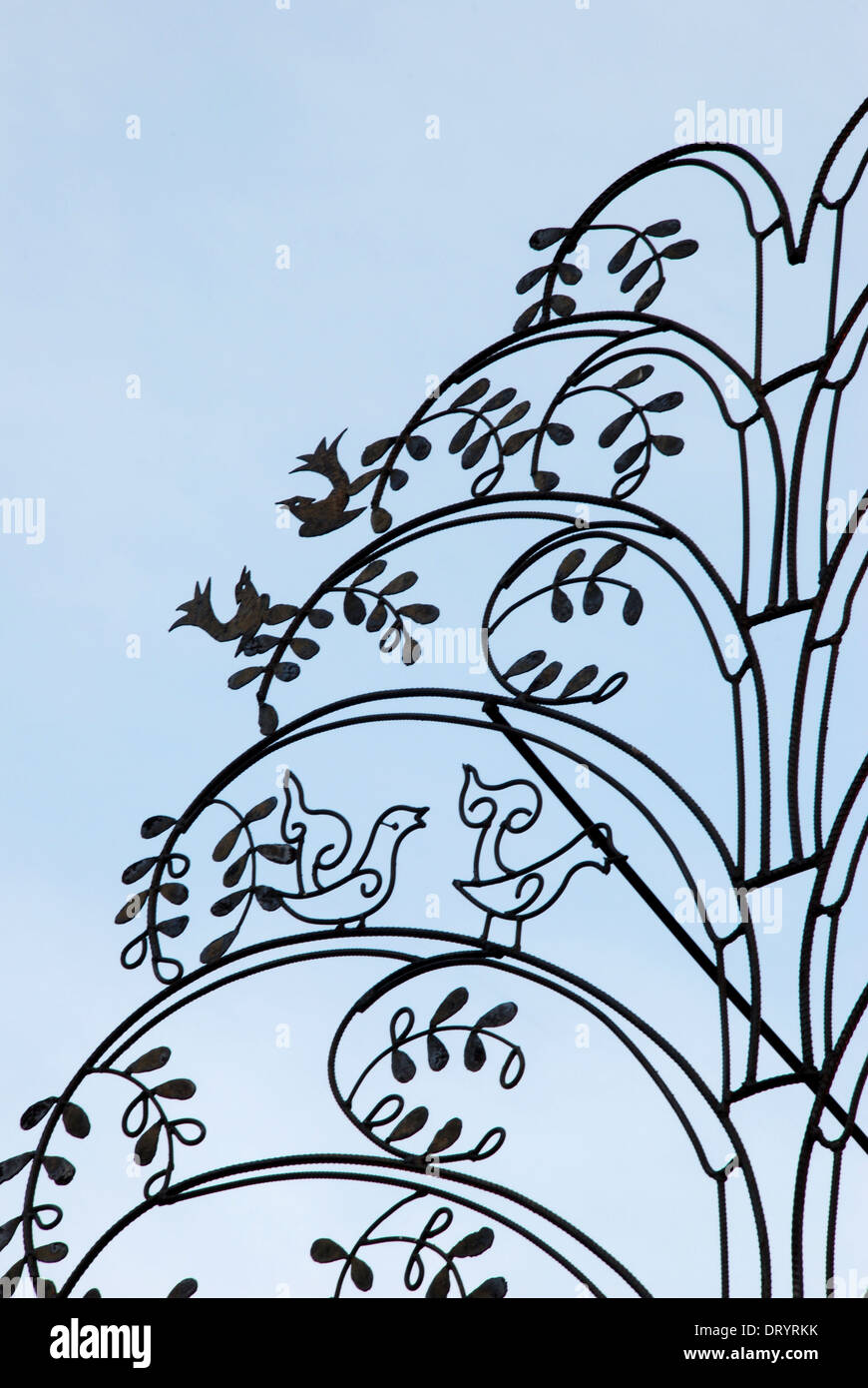 Curved steel, paradise tree Art of Thailand Stock Photo