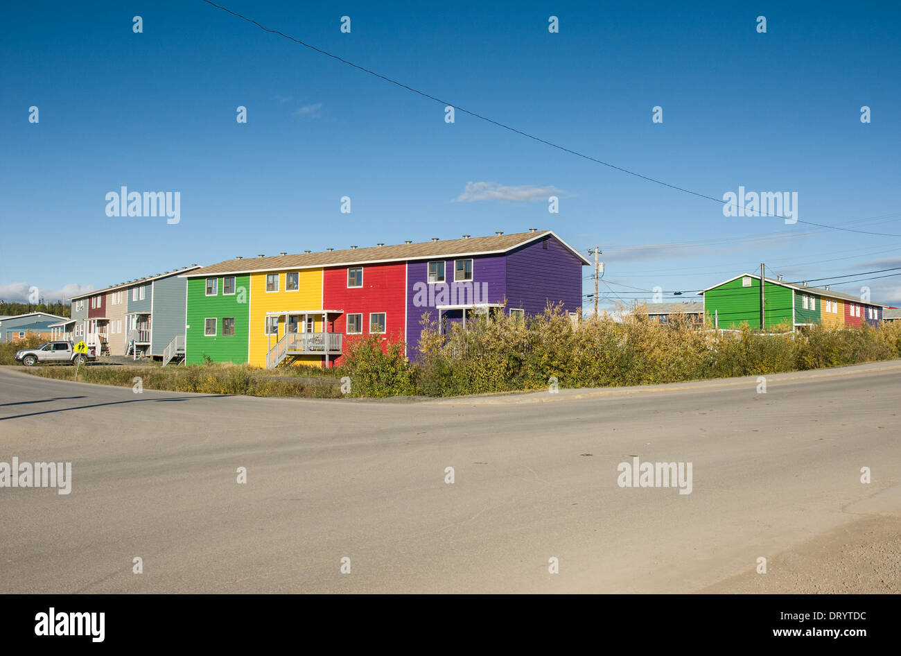 Colourful apartment buildings in Inuvik, NWT Stock Photo Alamy