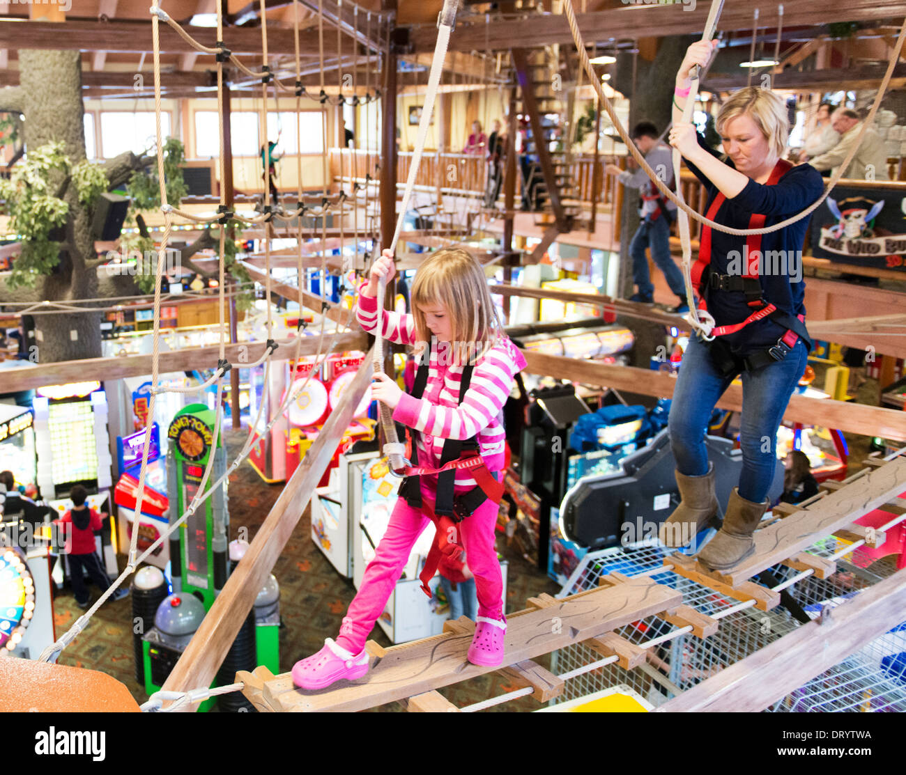 Indoor ropes course in the Wilderness Resort Stock Photo - Alamy