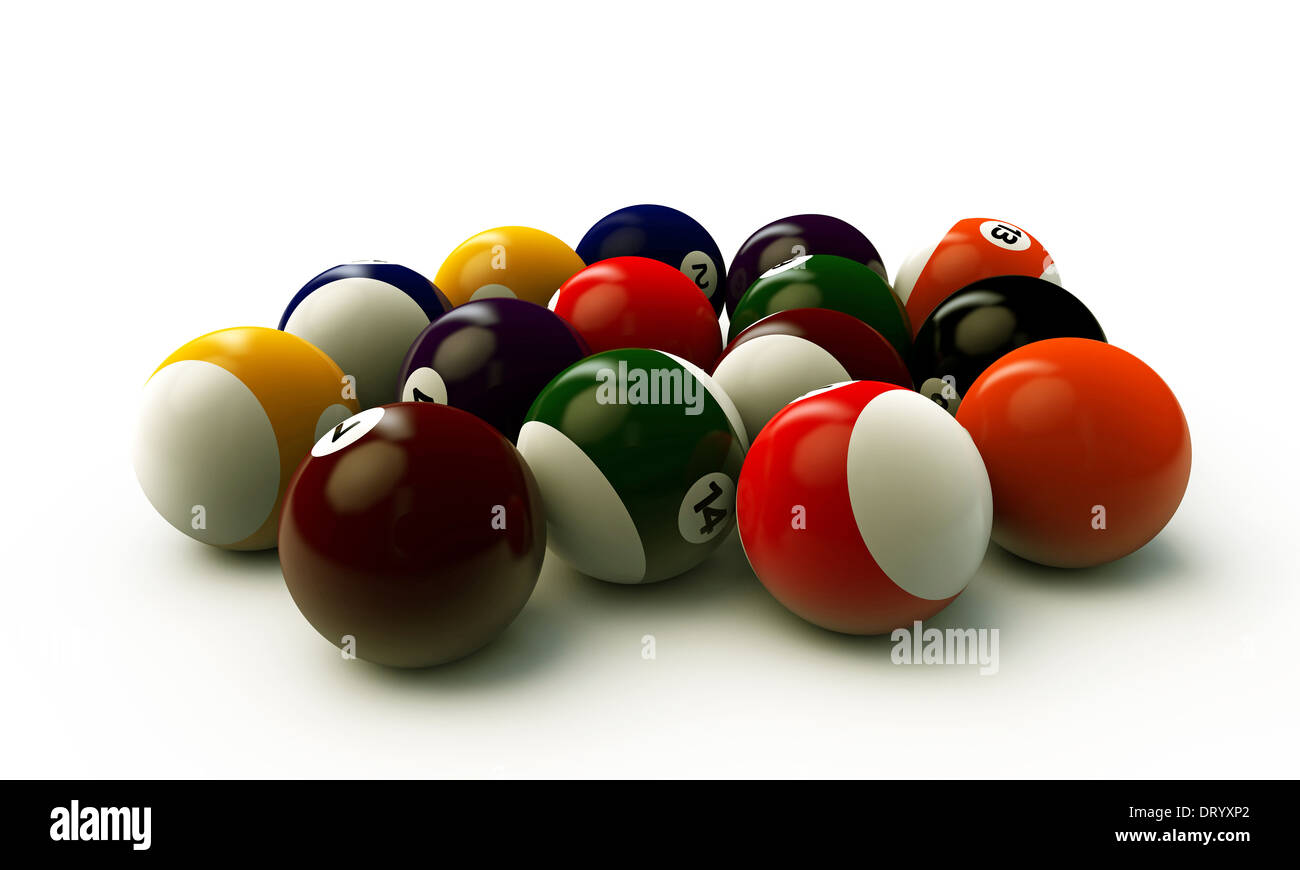 illustration of pool balls isolated on white background Stock Photo - Alamy