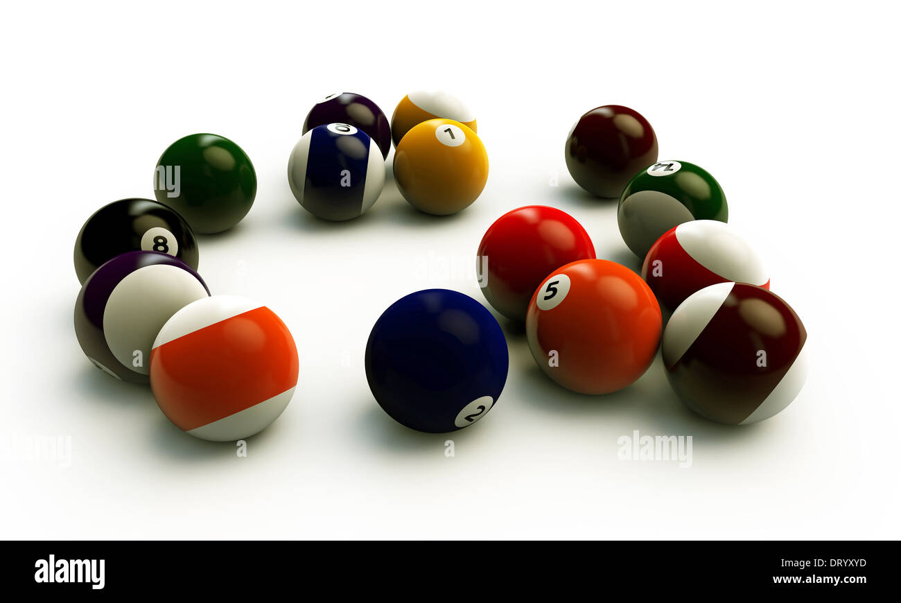 illustration of pool balls isolated on white background Stock Photo - Alamy