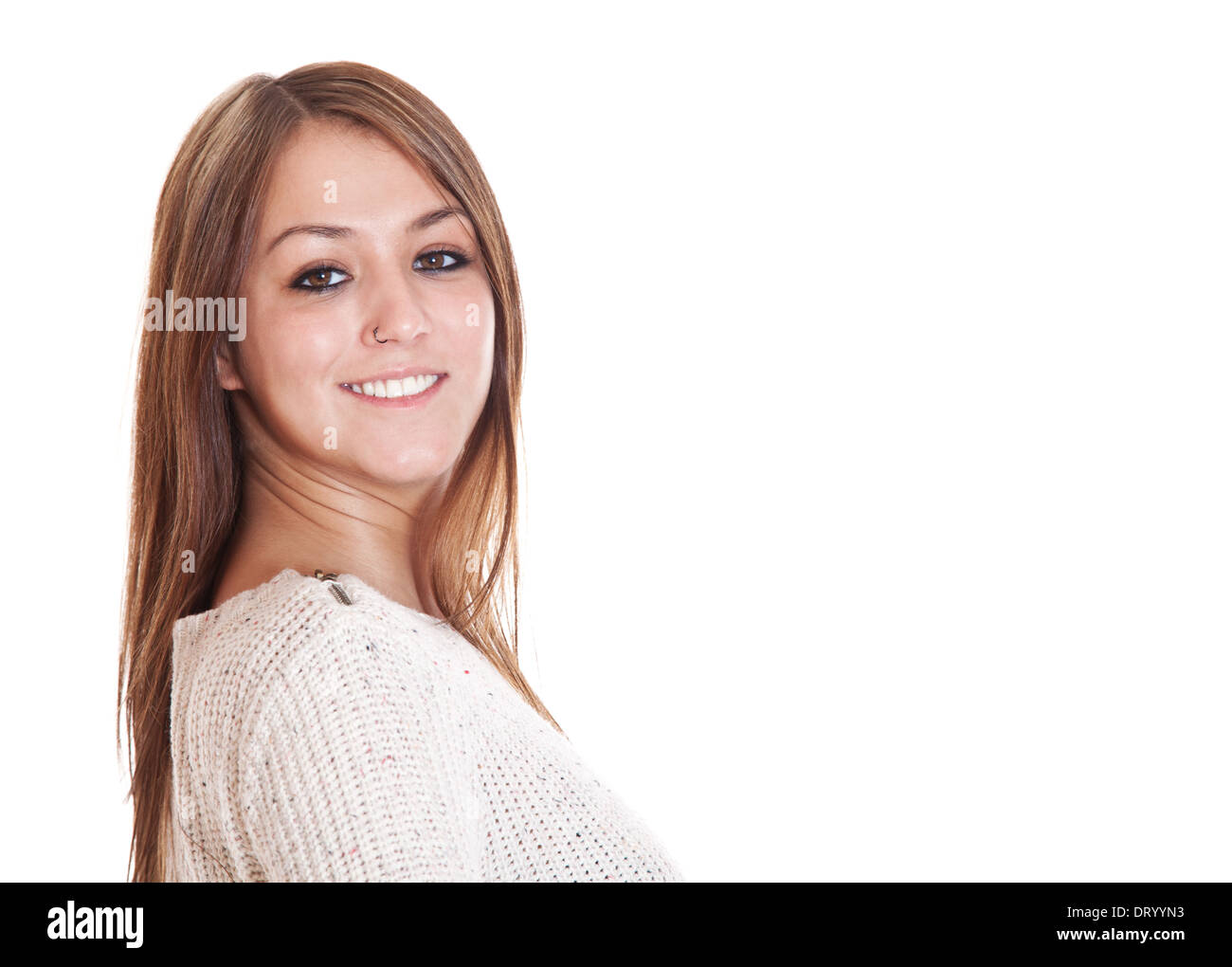Attractive young woman. All on white background. Stock Photo