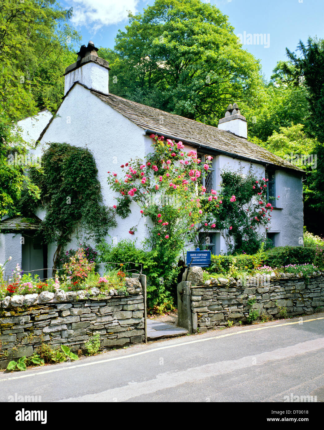 Dove Cottage. Home of poet William Wordsworth and later Thomas deQuincey in village of Grasmere in the Lake District National Park, Cumbria, England Stock Photo