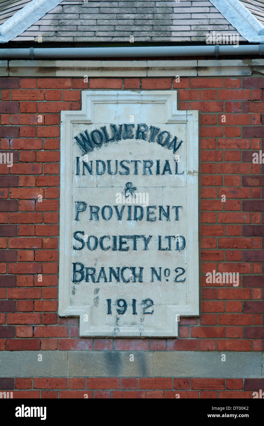 Industrial and Provident Society plaque, Wolverton, Buckinghamshire, England, UK Stock Photo