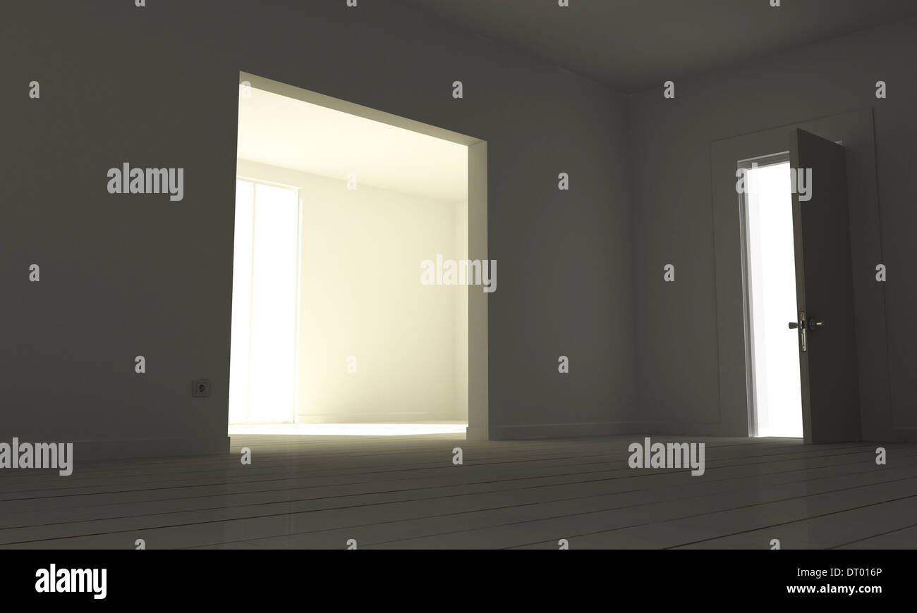 illustration of a white empty room Stock Photo - Alamy