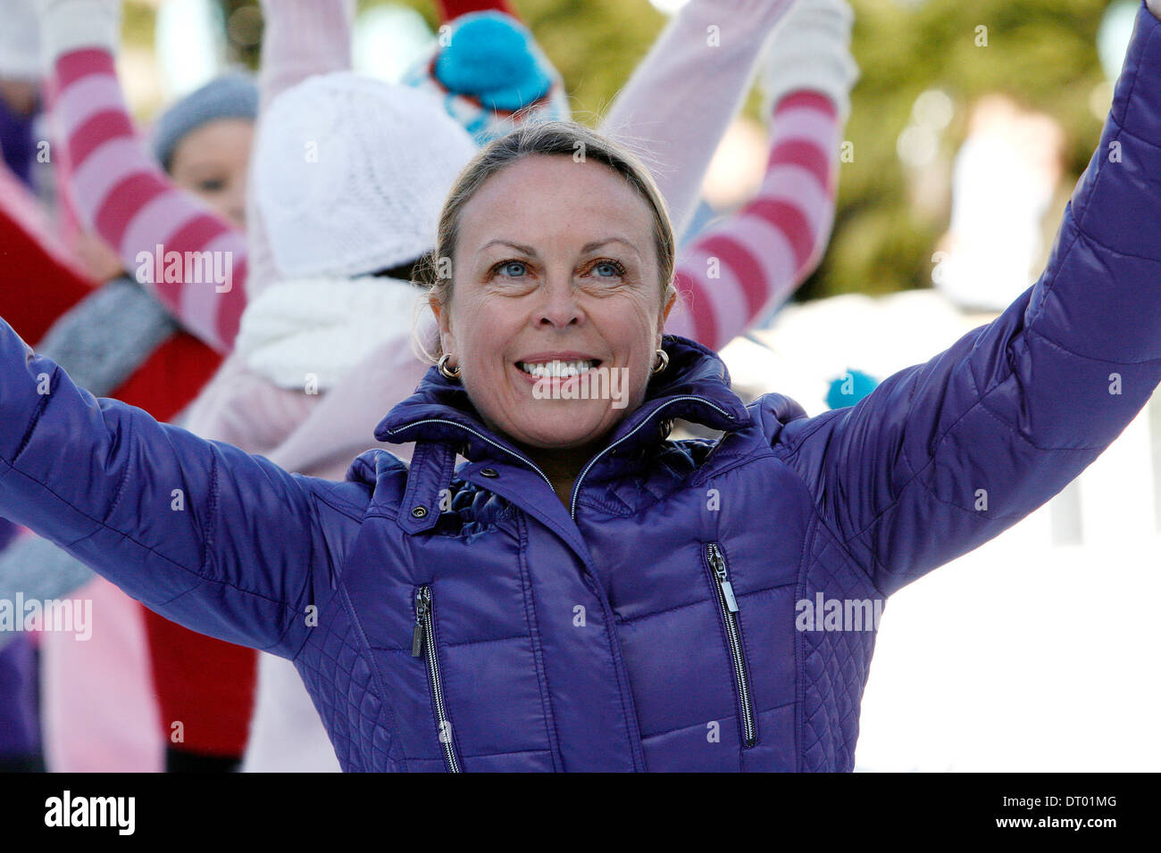 Jayne Torvill and young skaters celebrate the Tenth birthday of