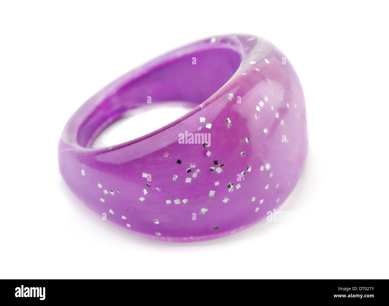Pink plastic finger ring isolated on white Stock Photo
