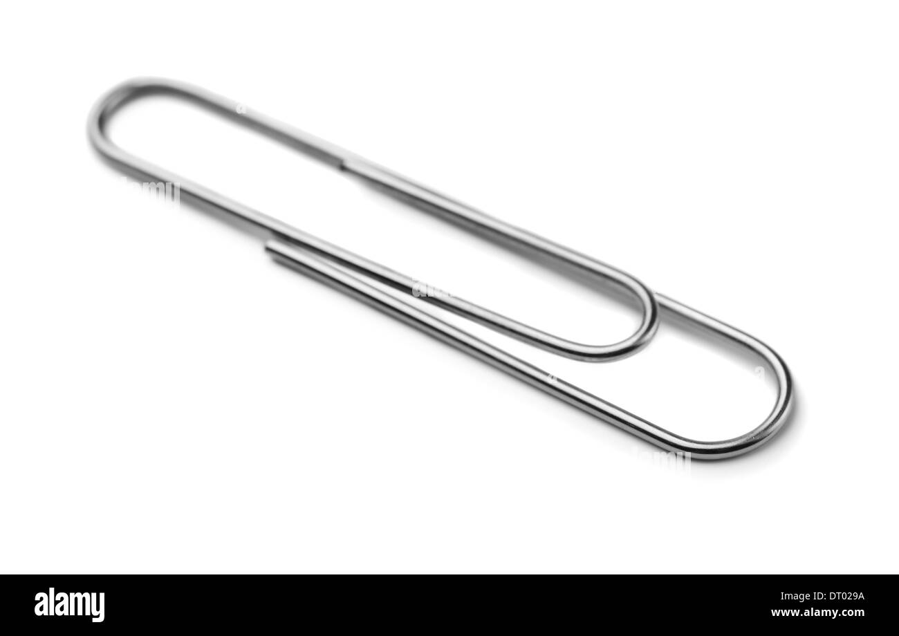 Metal paper clip isolated on white Stock Photo