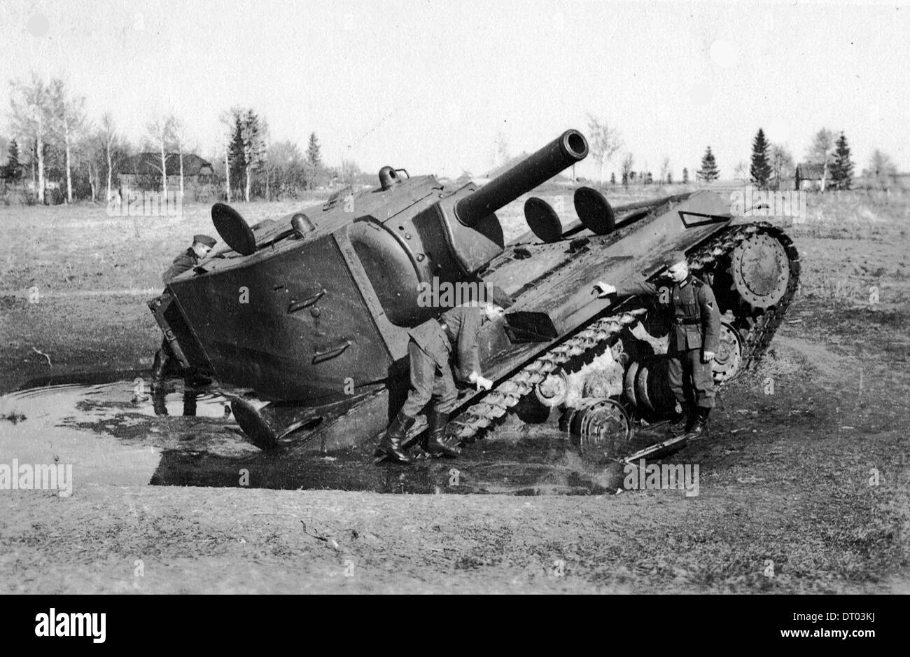 Destroyed Russian Tank in the Ukraine Spring 1943 Stock Photo