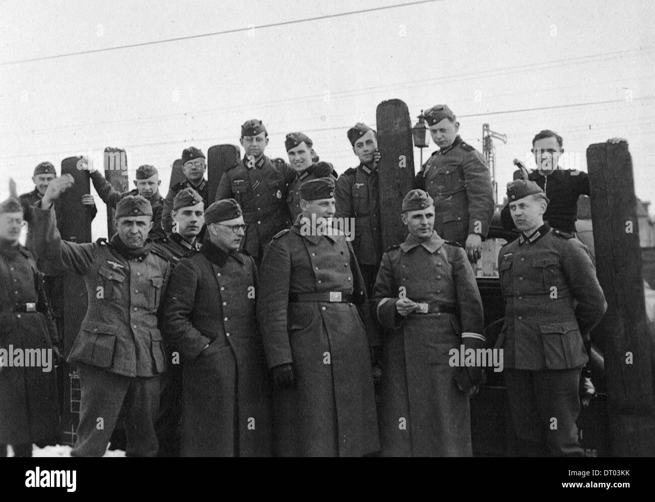 Soldiers at a Railway Station in the Southeifel Germany Stock Photo