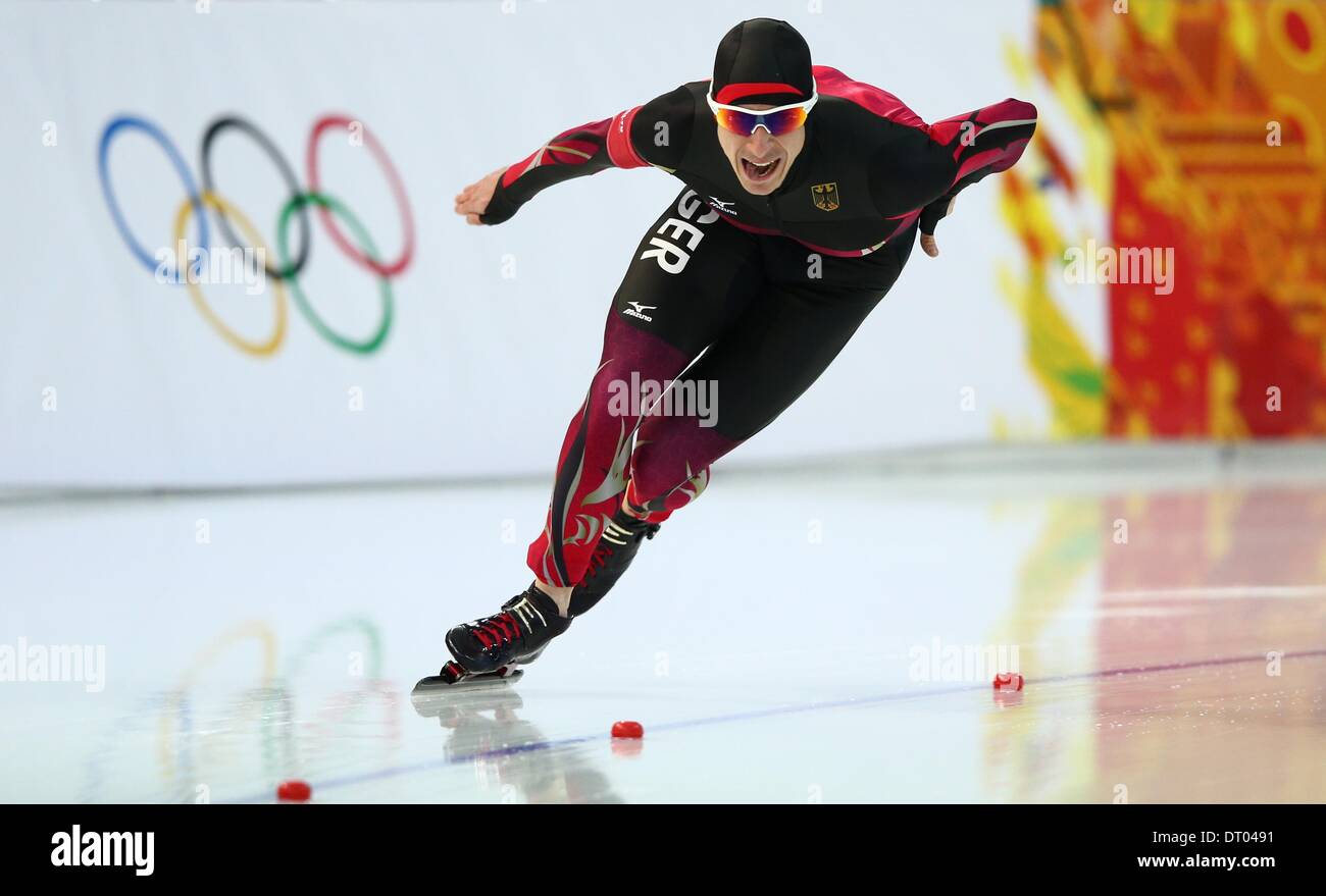 Adler Arena, Sochi, Russia. 05th Feb, 2014. Robert Lehmann of Germany in action during 1500m Speed Skating test trial in Adler Arena, Sochi, Russia, 05 February 2014. The Sochi 2014 Olympic Games run from 07 to 23 February 2014. Photo: Christian Charisius/dpa/Alamy Live News Stock Photo