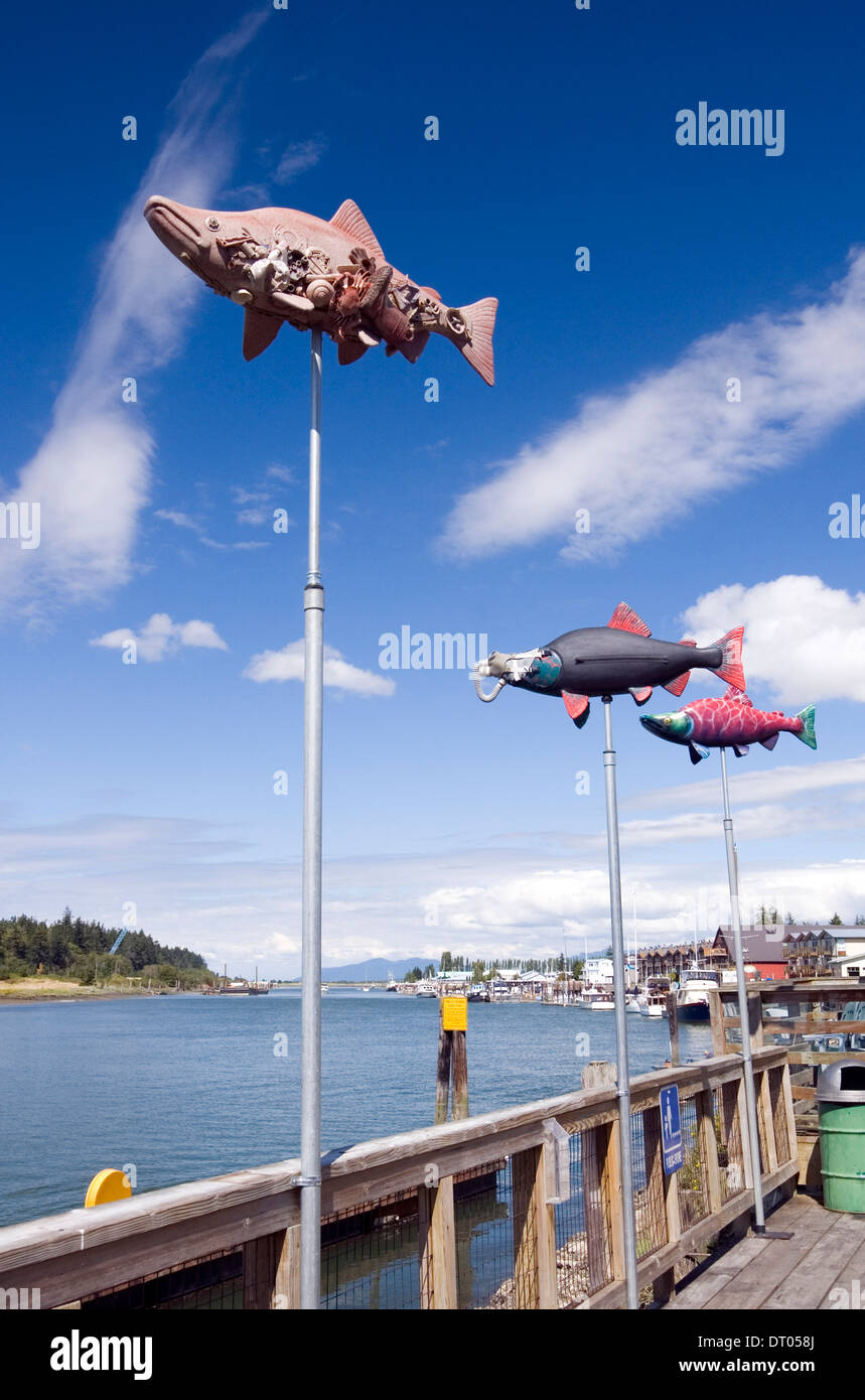 Sockeye salmon weather vane art by Donald Rothwell at the waterfront