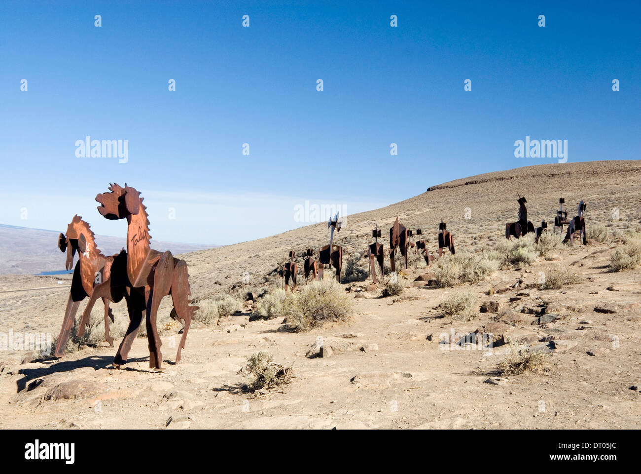 Grandfather Cuts Loose the Ponies, Vantage, WA USA 2012. Metal